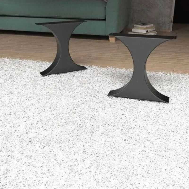 Trapezoidal Metal Table Legs - Matte Black Steel