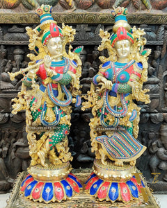 Radha Krishna Brass Idols - 27"