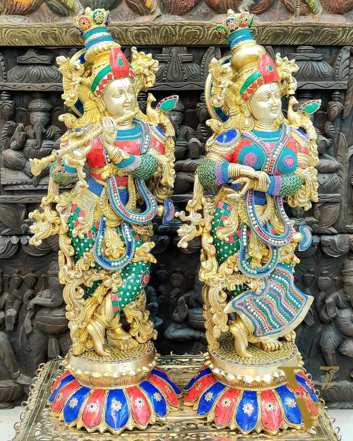 Radha Krishna Brass Idols - 27"