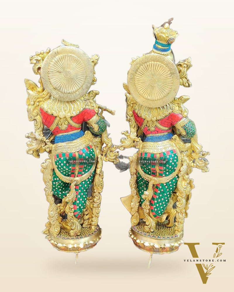 Radha Krishna Brass Idols - 27"