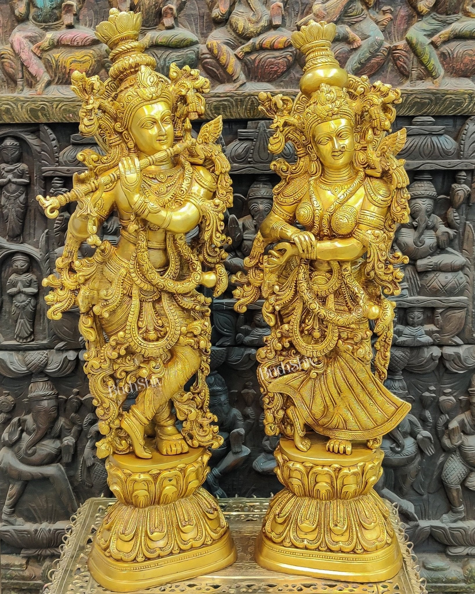 Pure Brass Radha Krishna Idols 30"