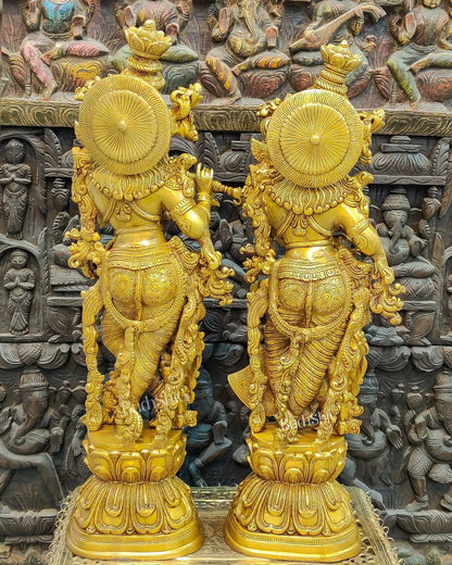 Pure Brass Radha Krishna Idols 30"