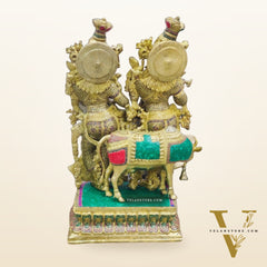 Radha krishna Idol Superfine Brass | Handcrafted | 29 Inch | Stonework
