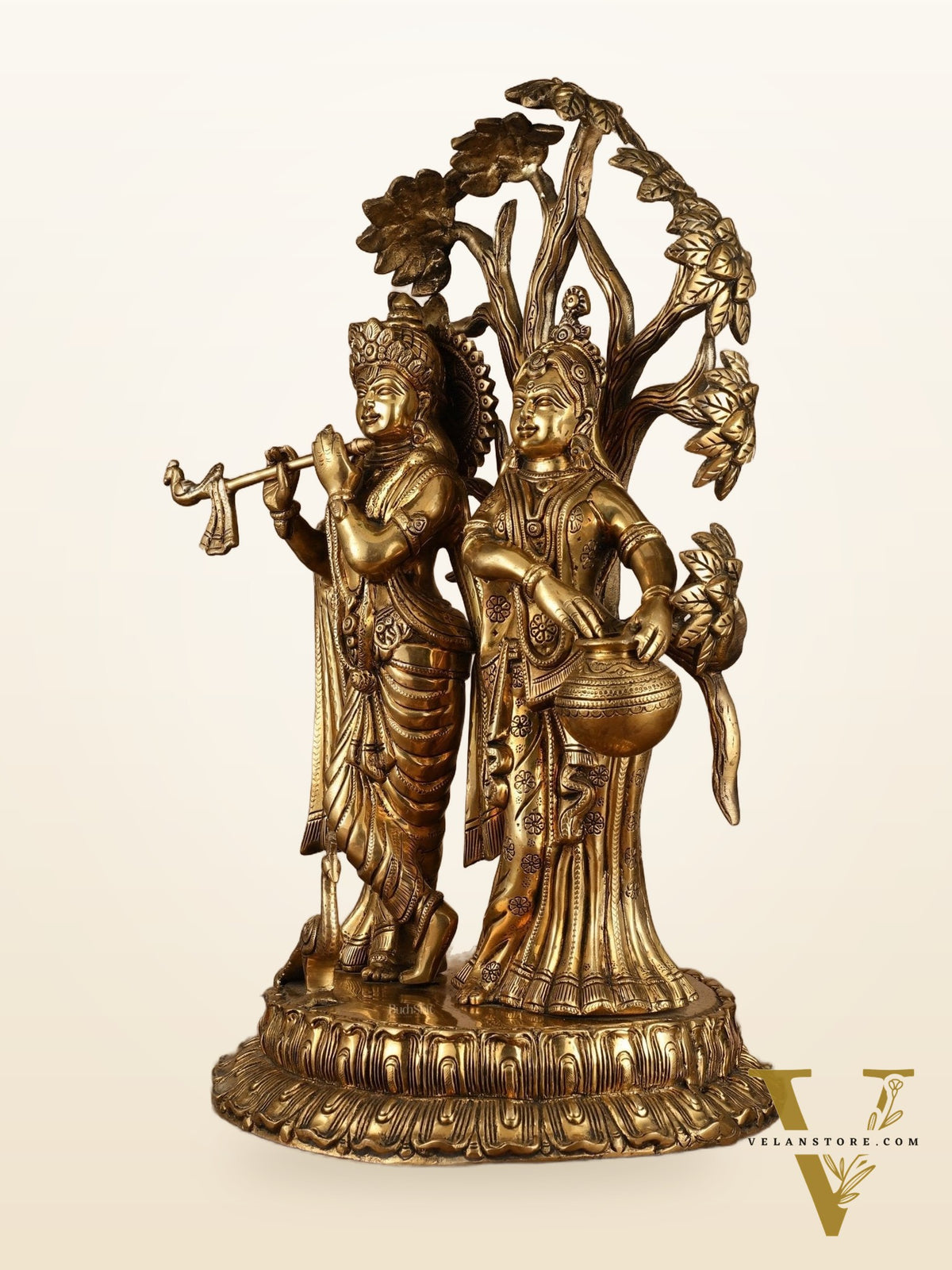 Radha Krishna Under Kadamba Tree | Superfine Brass Sculpture | 21 Inch Height