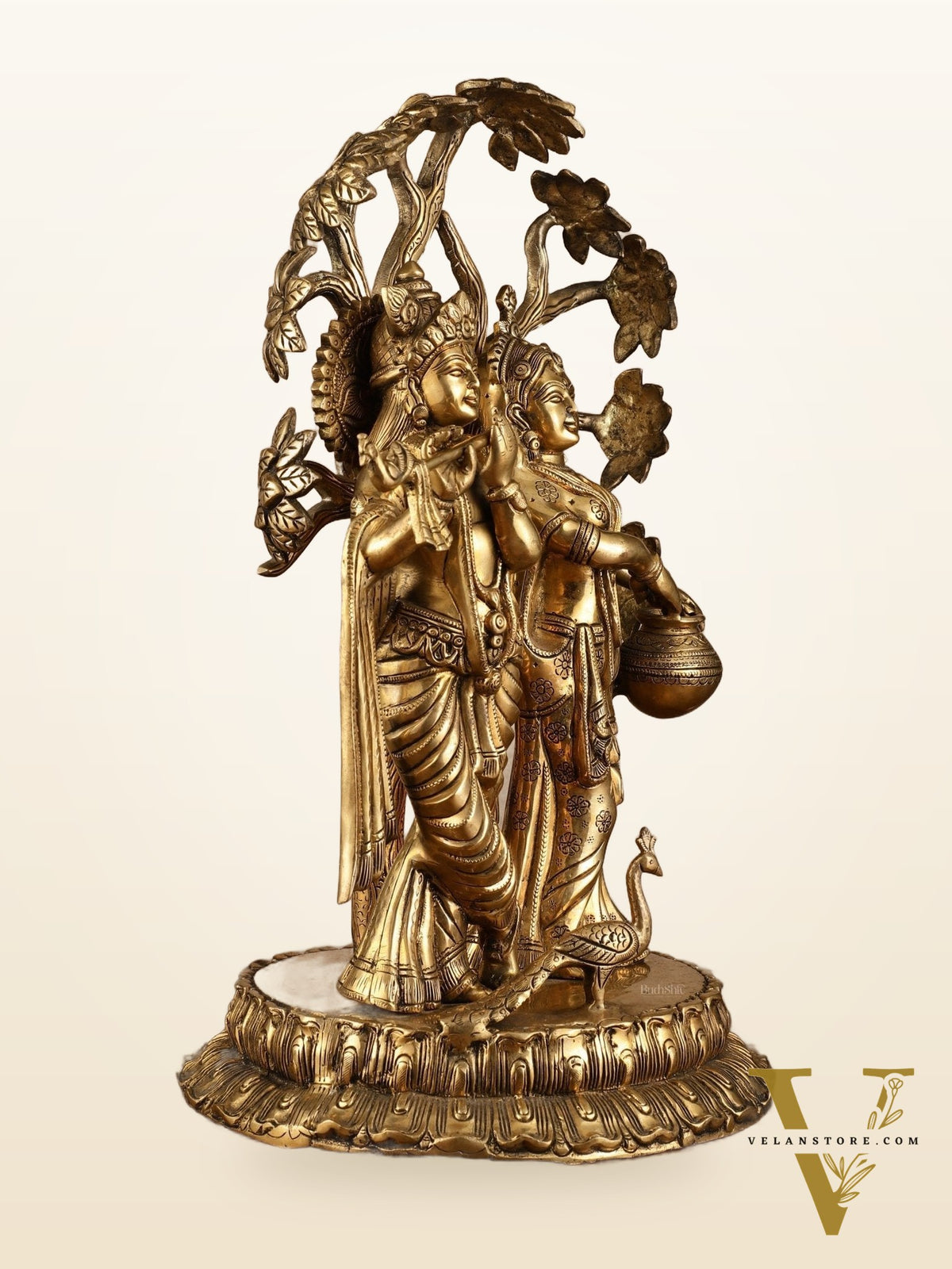 Radha Krishna Under Kadamba Tree | Superfine Brass Sculpture | 21 Inch Height