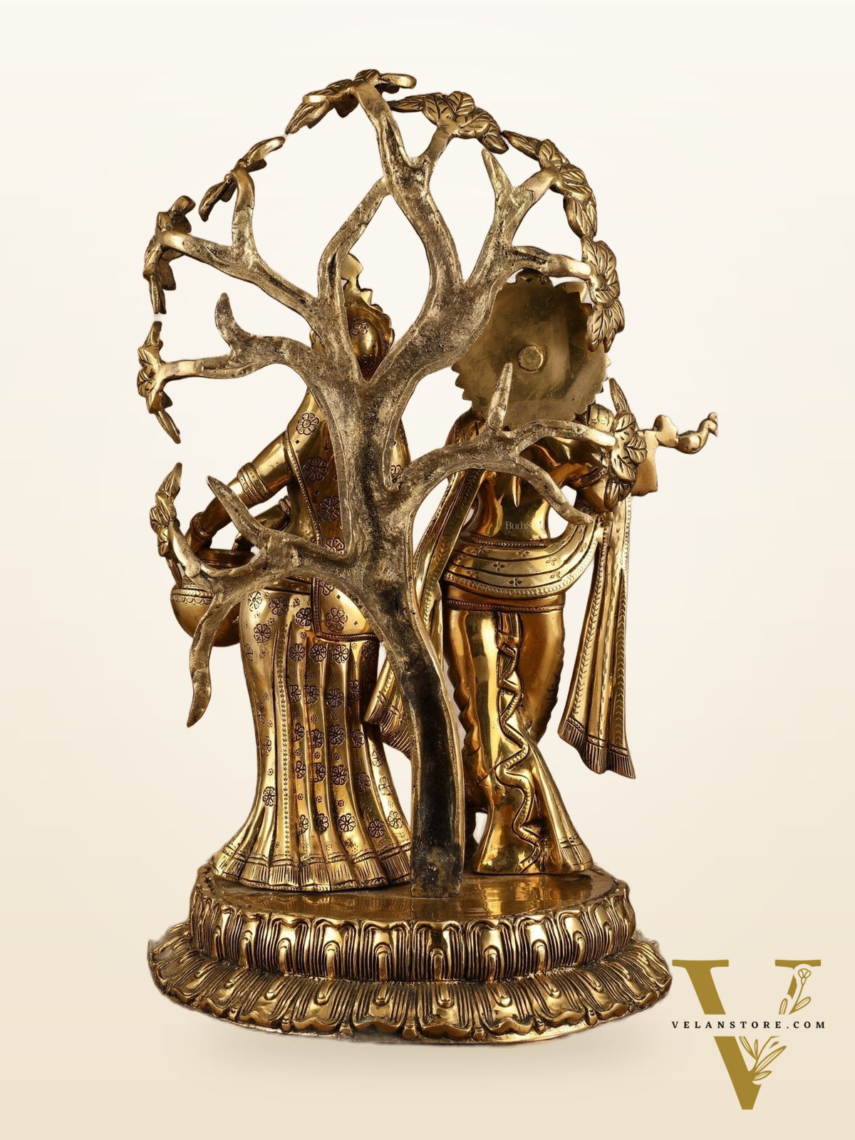 Radha Krishna Under Kadamba Tree | Superfine Brass Sculpture | 21 Inch Height