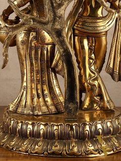 Radha Krishna Under Kadamba Tree | Superfine Brass Sculpture | 21 Inch Height