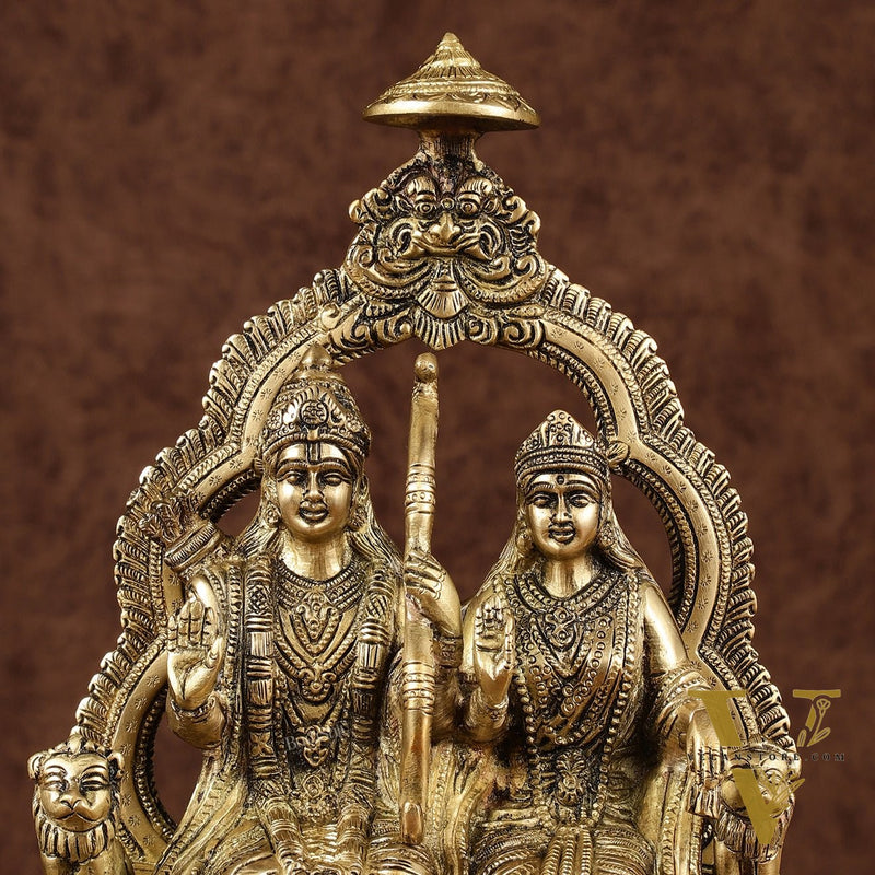 Rama, Sita, and Hanuman brass idol | 11" Height