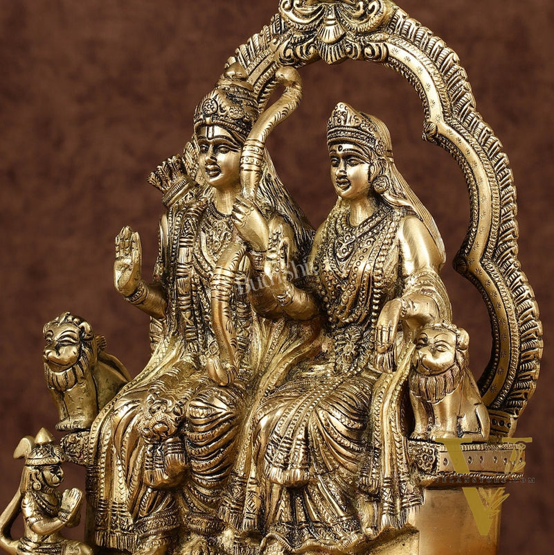 Rama, Sita, and Hanuman brass idol | 11" Height