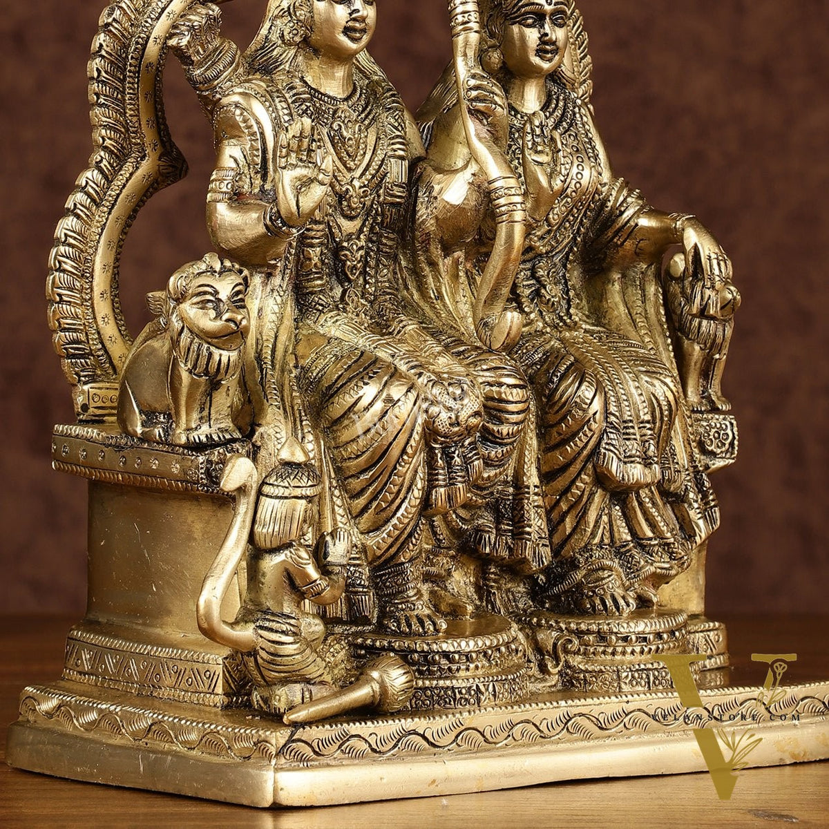 Rama, Sita, and Hanuman brass idol | 11" Height