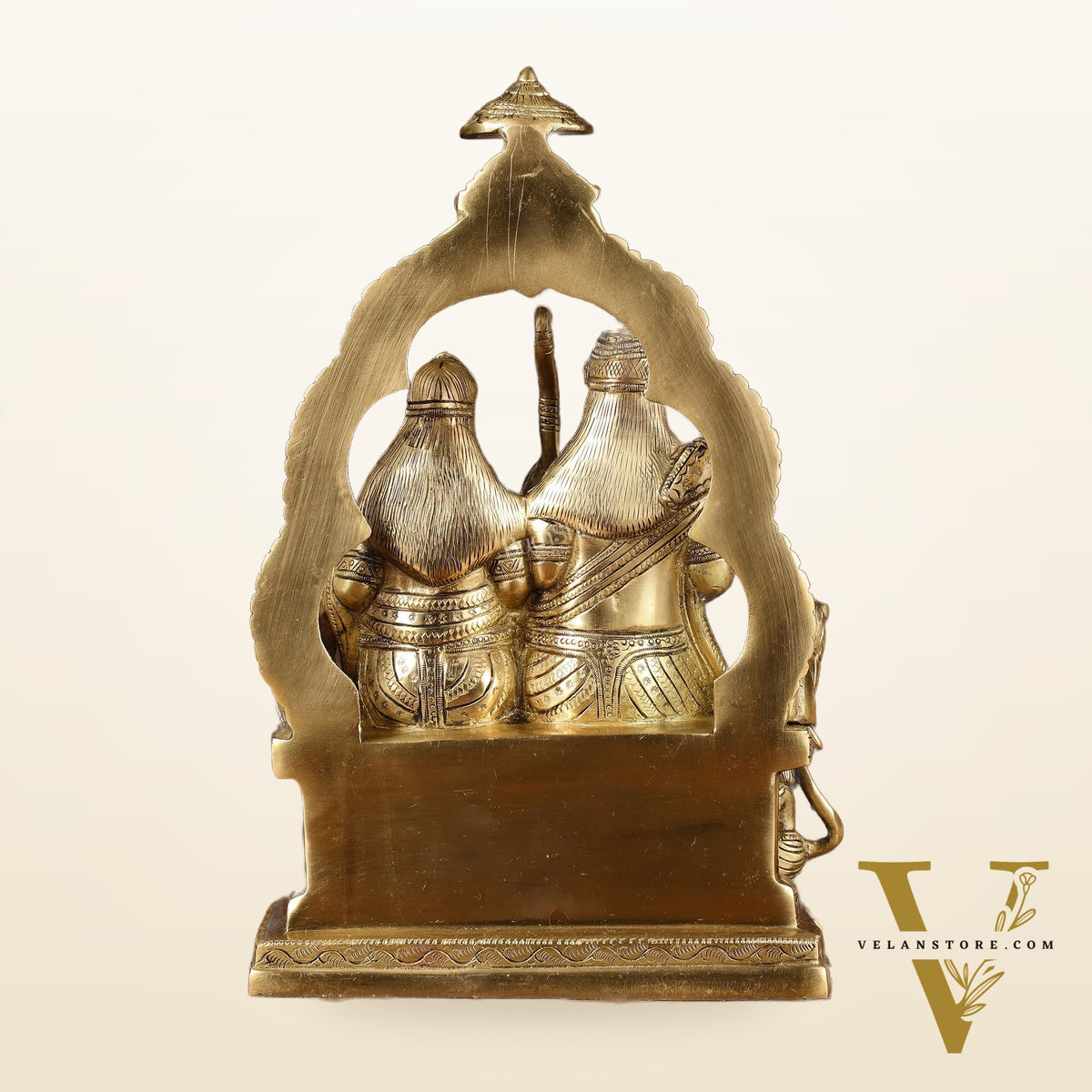 Rama, Sita, and Hanuman brass idol | 11" Height