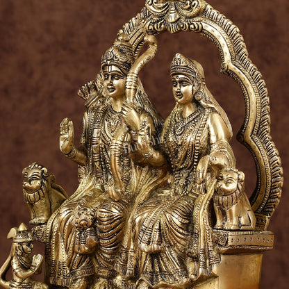 Rama, Sita, and Hanuman brass idol | 11" Height