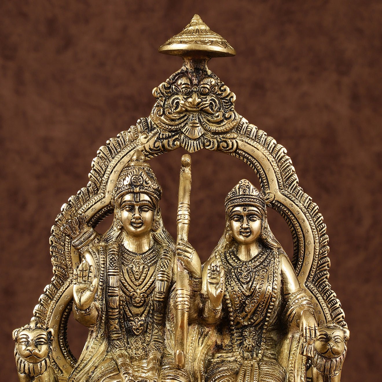 Rama, Sita, and Hanuman brass idol | 11" Height