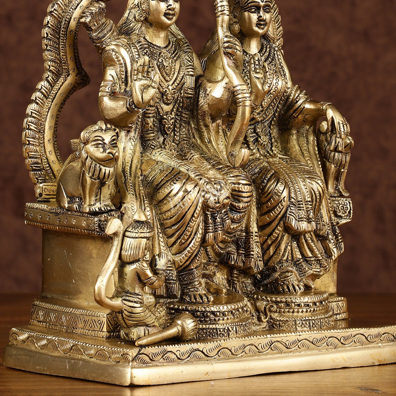 Rama, Sita, and Hanuman brass idol | 11" Height