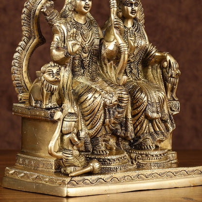 Rama, Sita, and Hanuman brass idol | 11" Height