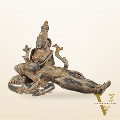 Rare Brass Lord Shiva Resting on parvatis lap statue 17.5 inch wide