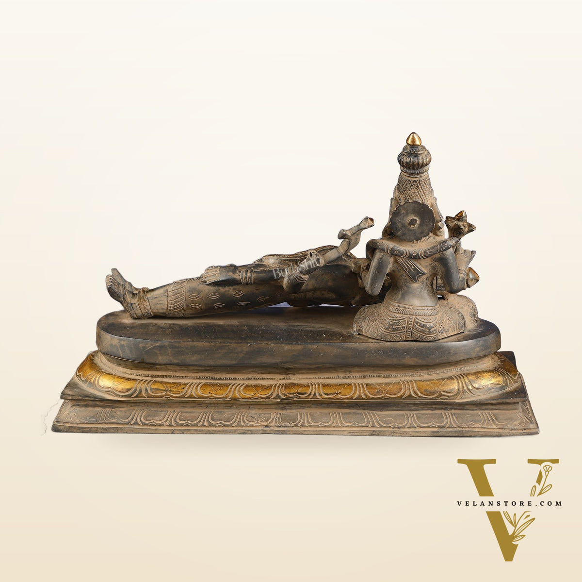 Rare Brass Lord Shiva Resting on parvatis lap statue 17.5 inch wide