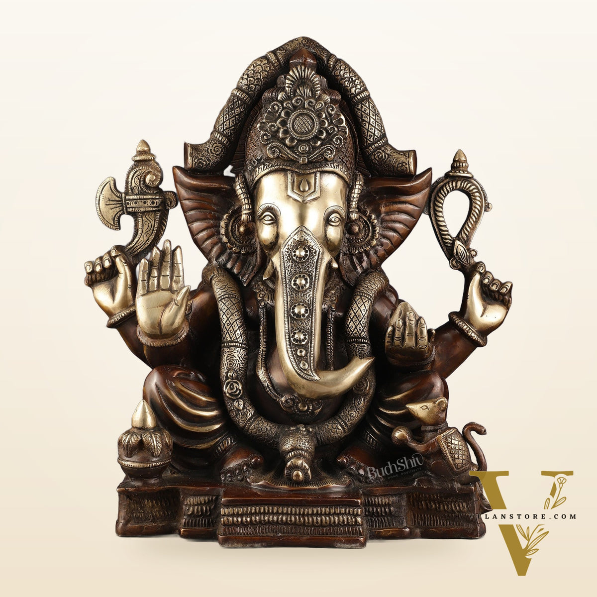Rare Vinayaka Statue: Pure Brass with Antique Tone | 18.5 inch
