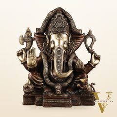 Rare Vinayaka Statue: Pure Brass with Antique Tone | 18.5 inch