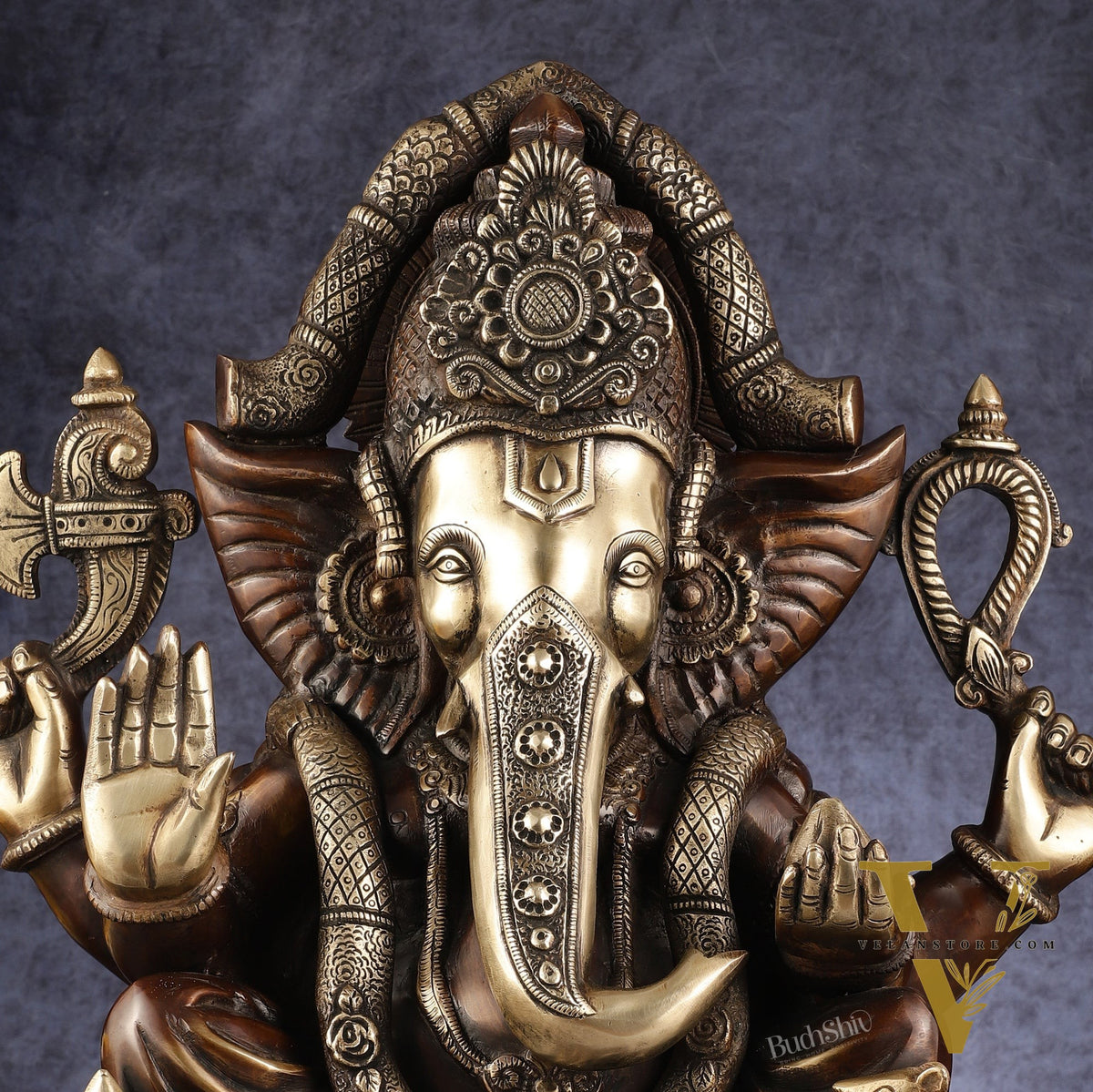 Rare Vinayaka Statue: Pure Brass with Antique Tone | 18.5 inch