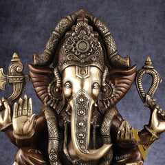 Rare Vinayaka Statue: Pure Brass with Antique Tone | 18.5 inch