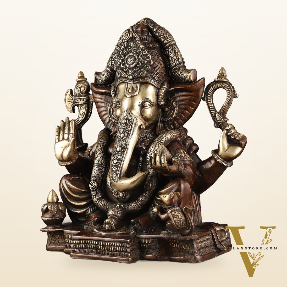 Rare Vinayaka Statue: Pure Brass with Antique Tone | 18.5 inch