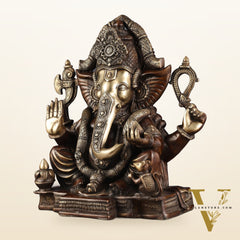 Rare Vinayaka Statue: Pure Brass with Antique Tone | 18.5 inch