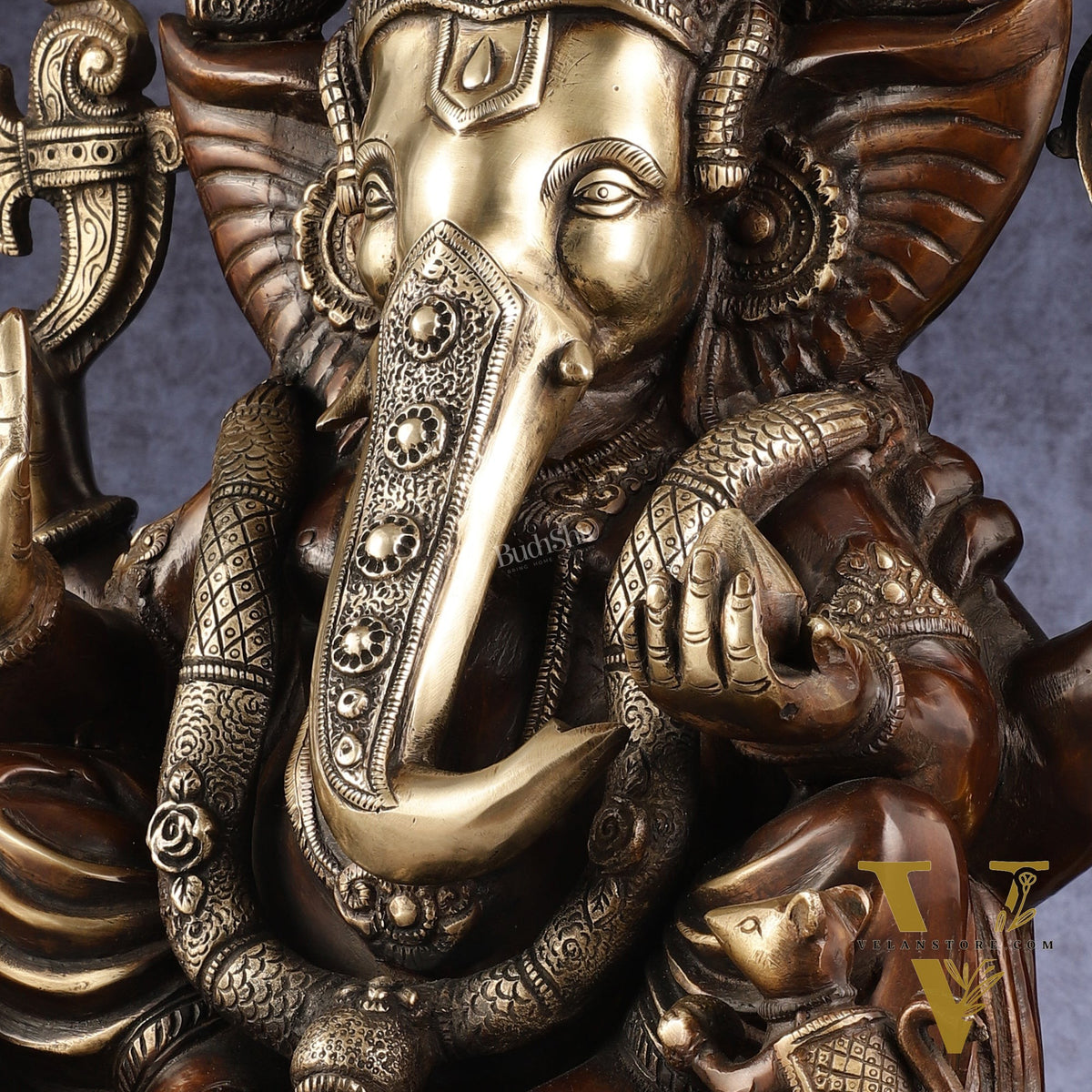 Rare Vinayaka Statue: Pure Brass with Antique Tone | 18.5 inch