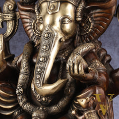 Rare Vinayaka Statue: Pure Brass with Antique Tone | 18.5 inch
