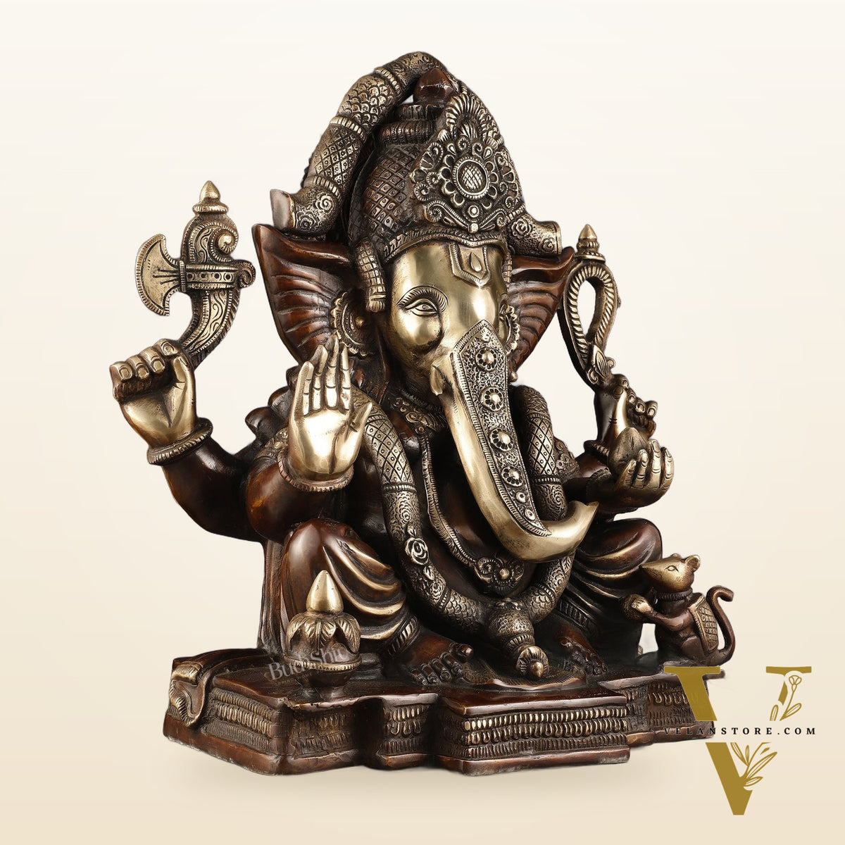 Rare Vinayaka Statue: Pure Brass with Antique Tone | 18.5 inch