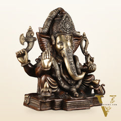 Rare Vinayaka Statue: Pure Brass with Antique Tone | 18.5 inch