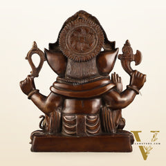 Rare Vinayaka Statue: Pure Brass with Antique Tone | 18.5 inch