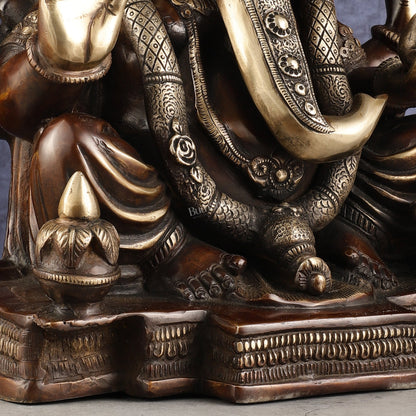 Rare Vinayaka Statue: Pure Brass with Antique Tone | 18.5 inch