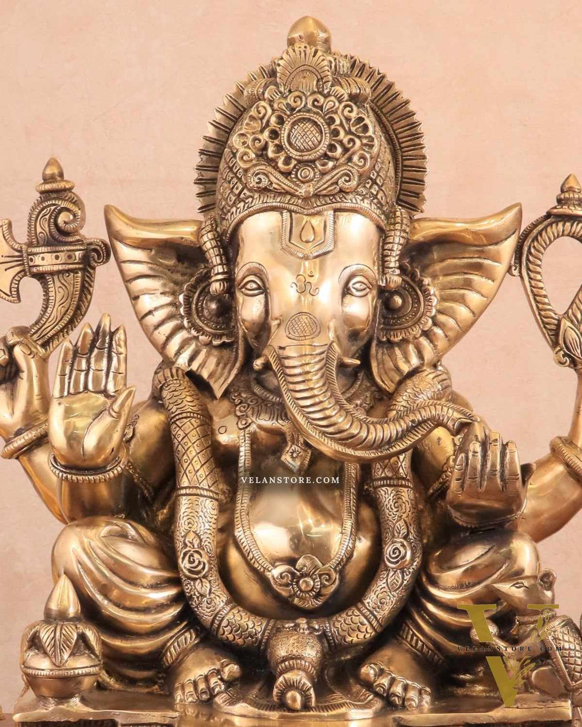 Rare Vinayaka Statue: Pure Brass with glossy Tone | 19 INCH