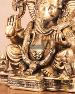 Rare Vinayaka Statue: Pure Brass with glossy Tone | 19 INCH