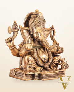 Rare Vinayaka Statue: Pure Brass with glossy Tone | 19 INCH