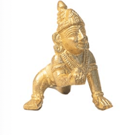 Brass Vigraham Krishna Statue - Handcrafted Hindu Deity Sculpture