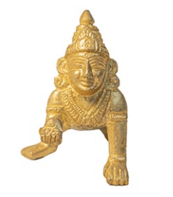 Brass Vigraham Krishna Statue - Handcrafted Hindu Deity Sculpture