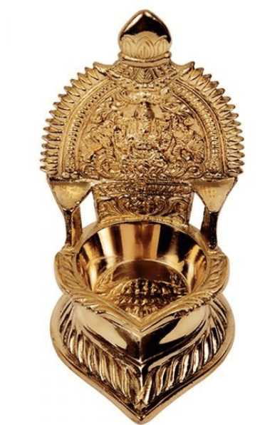 Brass Kamachi Vilakku - Traditional Indian Oil Lamp for Home Decor