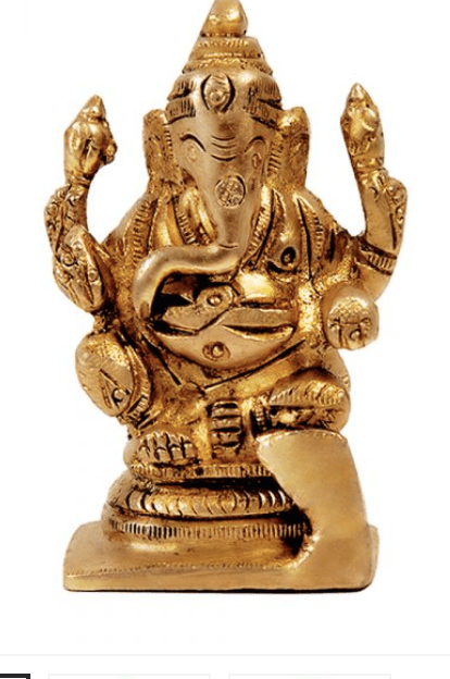 Brass Ganesha/Vinayagar Vigrahaam: Handcrafted Hindu Deity Statues-1