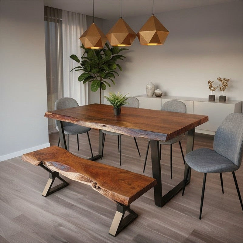 Raw Wood Edge Dining Table