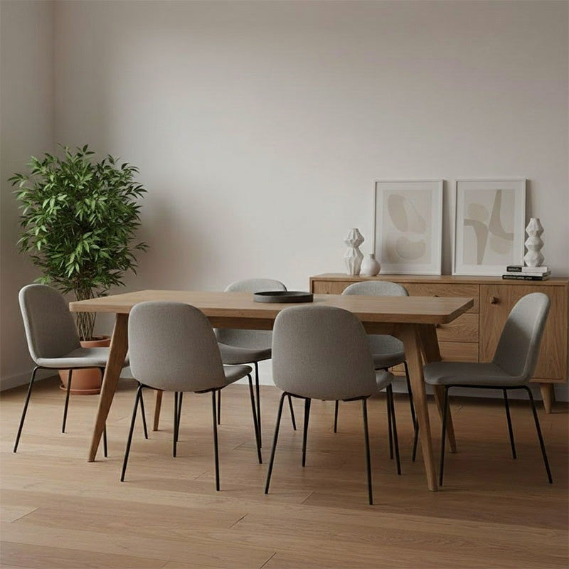 Aero Solid Wood Dining Table, Acacia Rectangular Top, 60x36 Inch Modern Minimalist