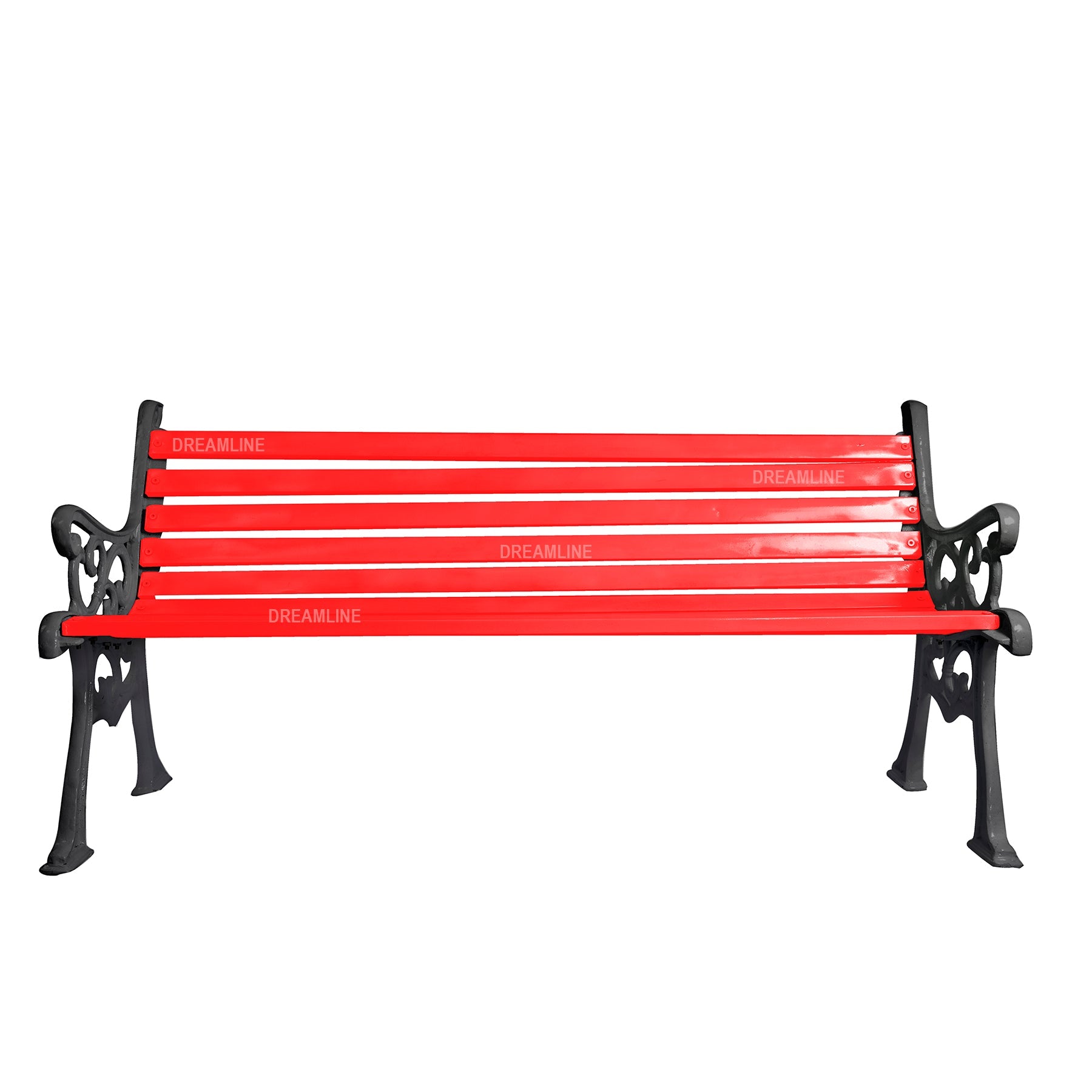 Rely Cast Iron 3 Seater Garden Bench for Outdoor Park - (Black + Red)