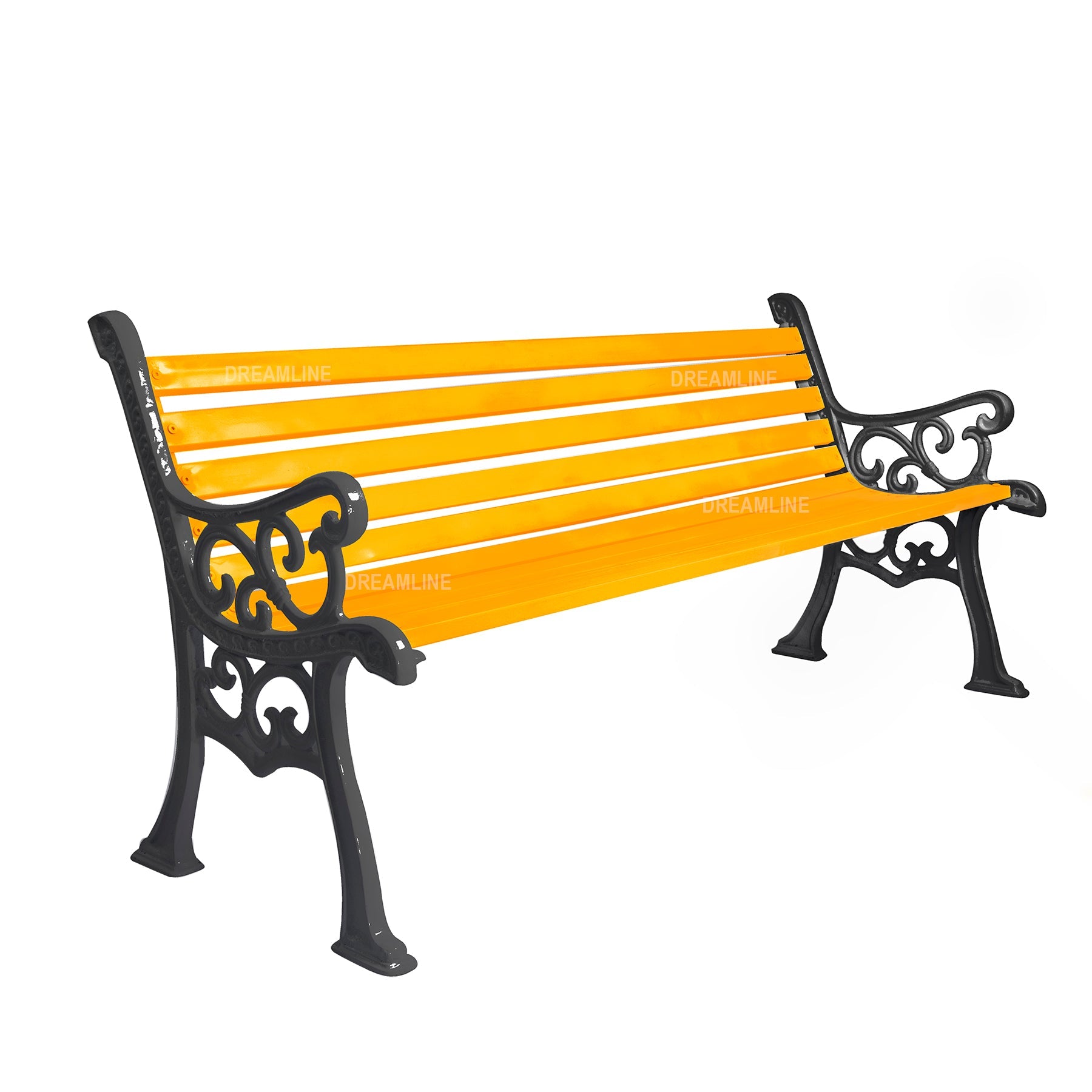 Strive Cast Iron 3 Seater Garden Bench for Outdoor Park - (Black + Yellow)
