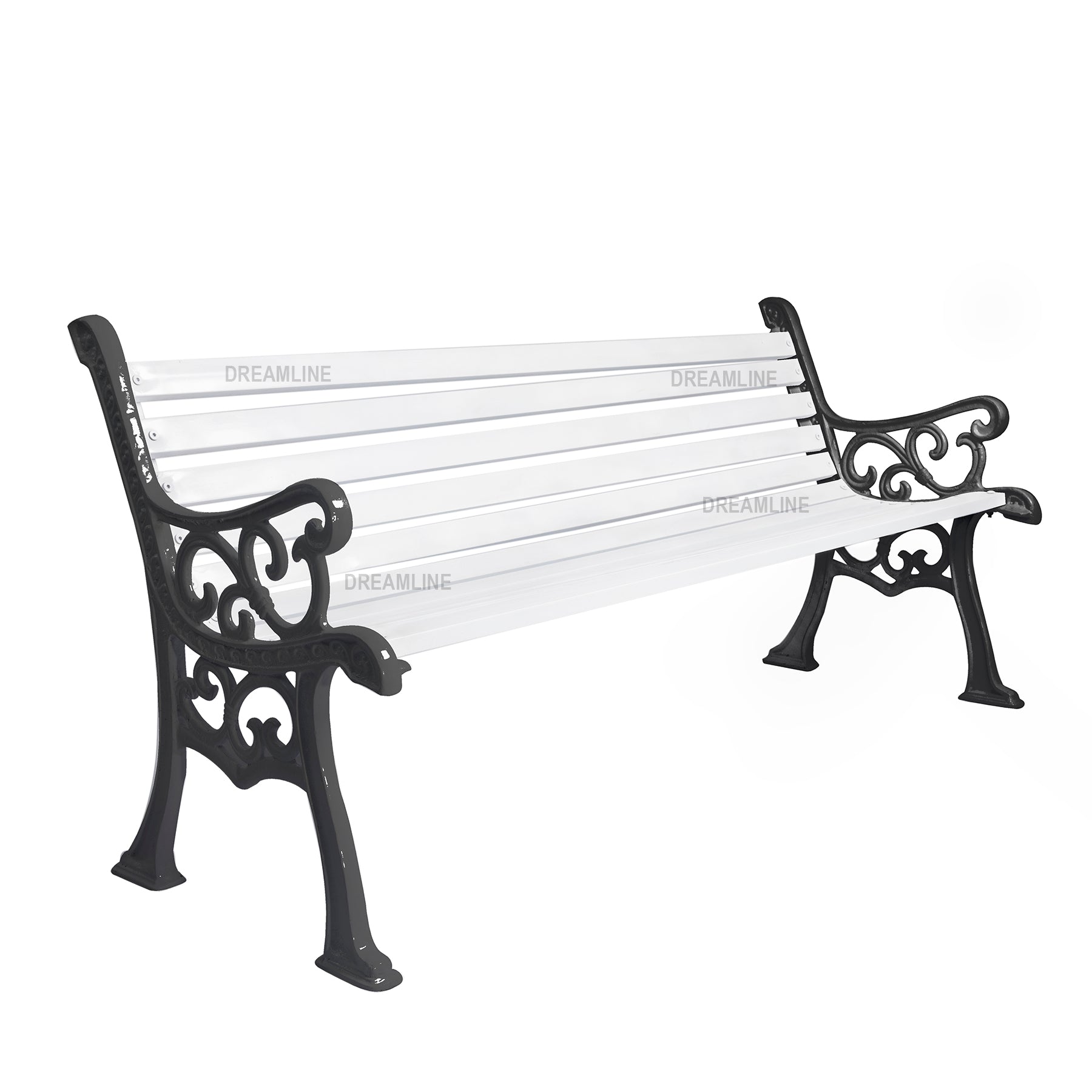 Valor Cast Iron 3 Seater Garden Bench for Outdoor Park - (Black + White)