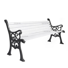 Valor Cast Iron 3 Seater Garden Bench for Outdoor Park - (Black + White)