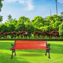 Rely Cast Iron 3 Seater Garden Bench for Outdoor Park - (Black + Red)