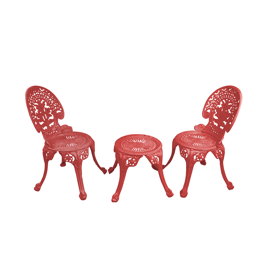 Zinc Cast Aluminium Garden Patio Seating 2 Chair and 1 Table Set