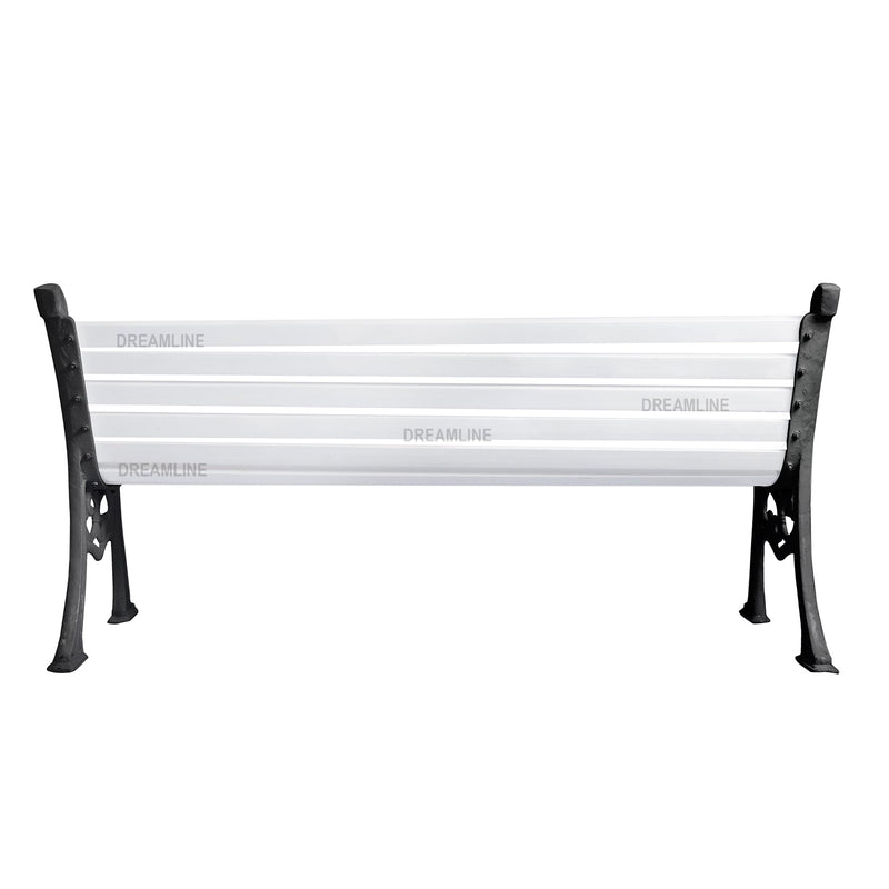 Valor Cast Iron 3 Seater Garden Bench for Outdoor Park - (Black + White)