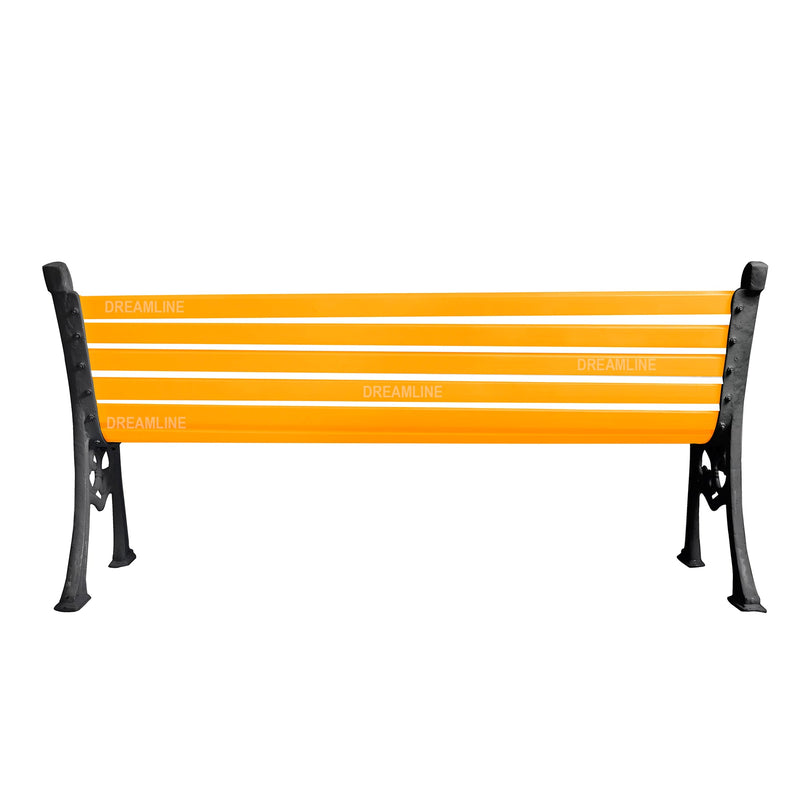 Strive Cast Iron 3 Seater Garden Bench for Outdoor Park - (Black + Yellow)